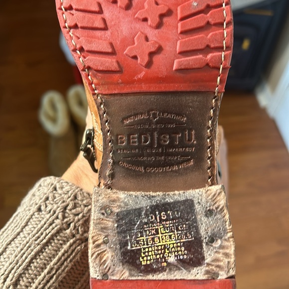 BED STU GLAYE WOMEN RIDING BOOTS BROWN LEATHER SIDE AND BACK ZIPPERS size 8.5 - Picture 13 of 16